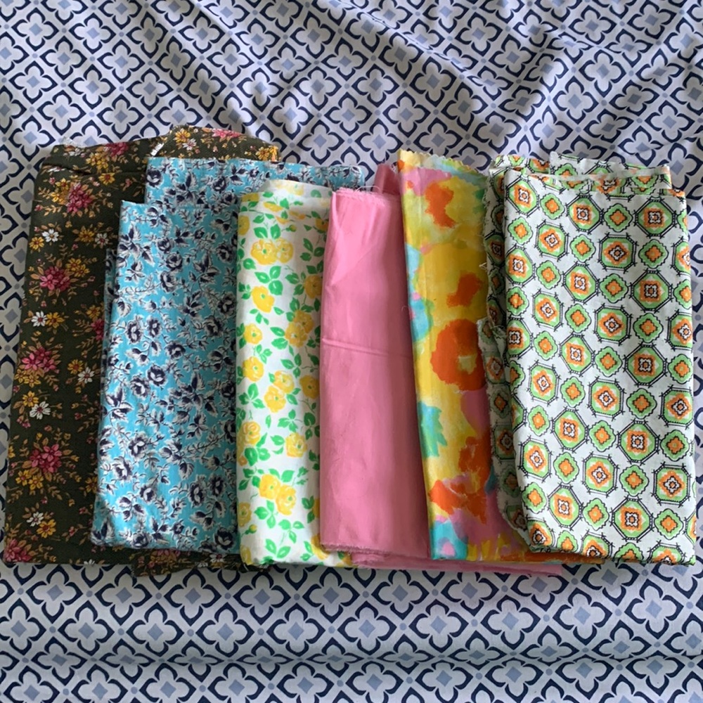 Vintage designs pieces of material cotton